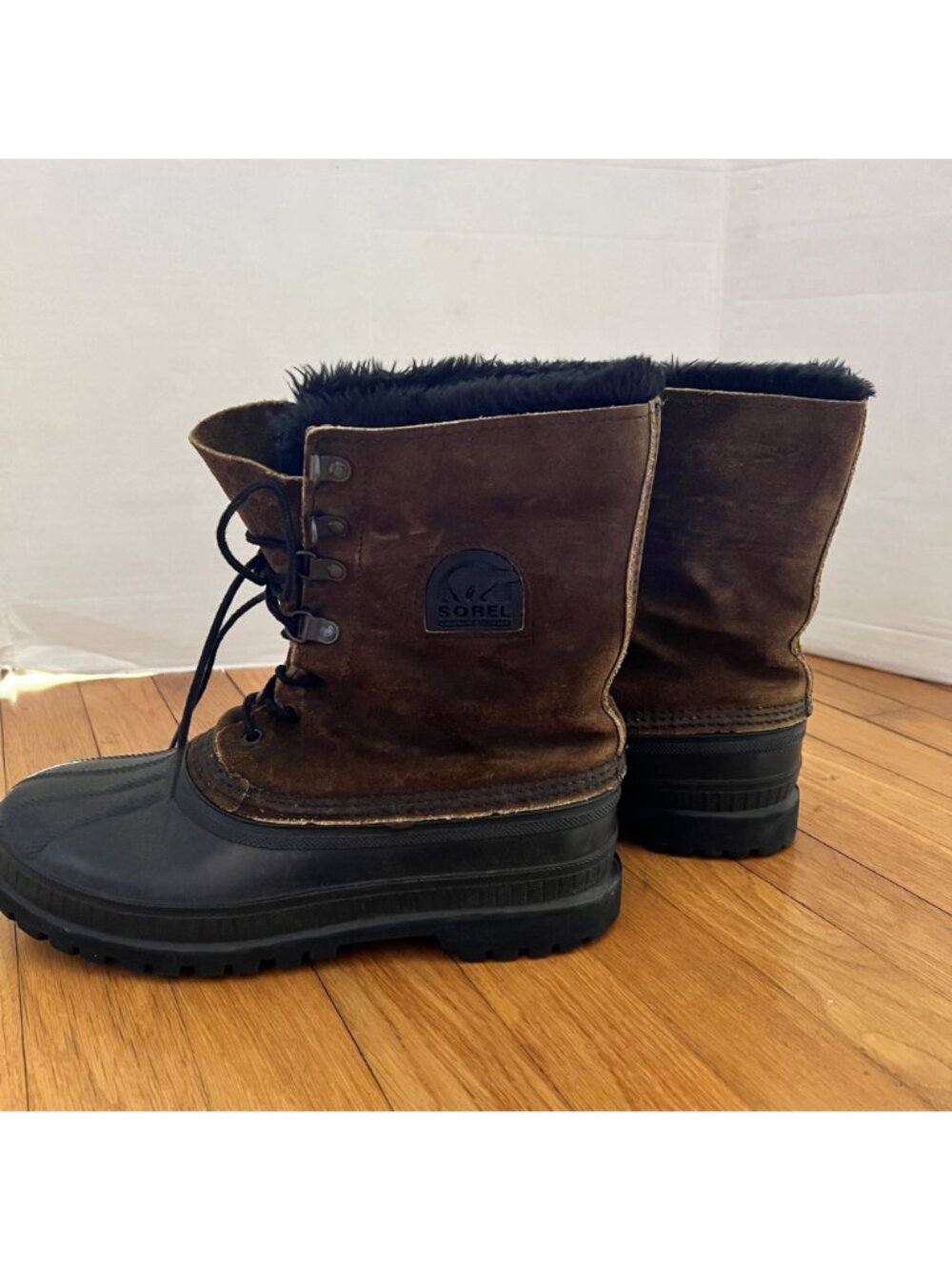 Vintage Sorel Mens Size 7 Brown Suede Kaufman Steel Shank Fur Lined Winter Boots - Picture 16 of 16